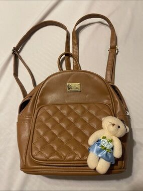 Quilted Brown Women's Backpack Purse